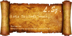 Lotz Szilvánusz névjegykártya